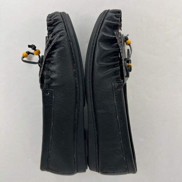 Valley Lane Womens Black Beaded Moccasins Slip On Flats Leather Size 6W Loafers - Picture 7 of 9